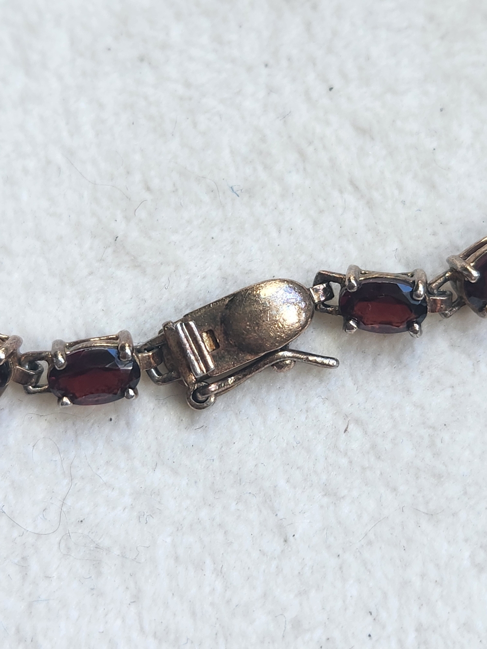VTG 925 Sterling Silver Gold Vermeil Garnet Gemstone Tennis Bracelet 7" January - Picture 7 of 9